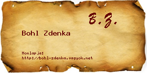 Bohl Zdenka névjegykártya